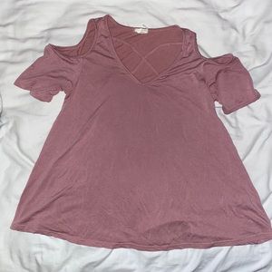 Pink Off-Shoulder Flowy Top